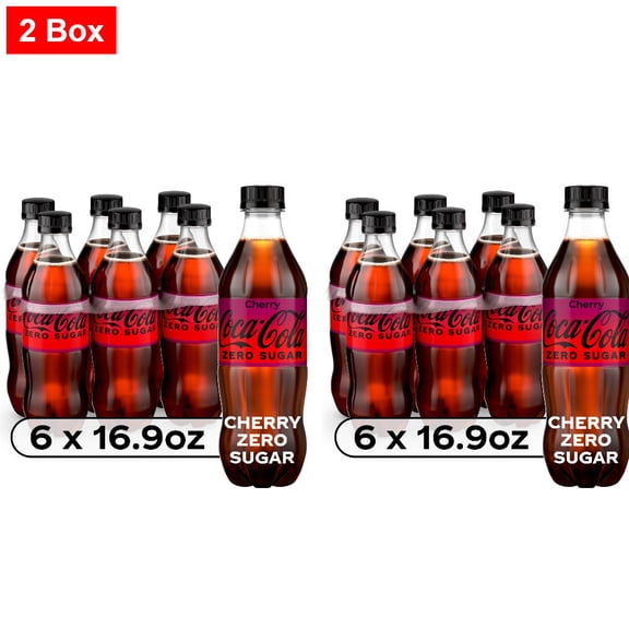 Coca-Cola Zero Sugar Cherry Soda Bottles 6 CT / 16.9 fl oz - 2 Box