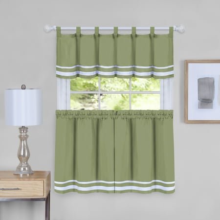 Dakota Window Curtain Tier Pair And Valance Set - 58X24 - Green