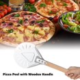 thumbnail image 3 of Pala de pizza redonda de 7 pulgadas, pala de pizza perforada con mango de madera desmontable largo, hecha de aluminio, Mango antideslizante Shuxiu Wang 9024719160832, 3 of 5