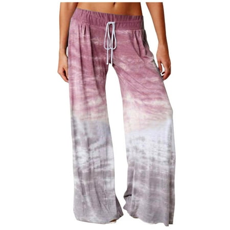 

Women s Comfy Pajamas Pants Casual Stretchy Drawstring Wide Leg Palazzo Lounge Pants Trousers Sleepwear for All Seasons