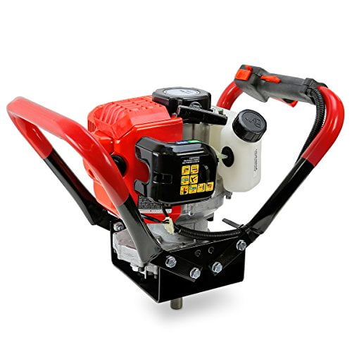 XtremepowerUS Type V 55CC 2 Temps Tarière à Gaz pour Perçage de Poteau Tarière à une Personne Machine EPE pour Creuser le Sol des Plantes Clôture