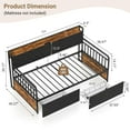 thumbnail image 3 of ZIVACATE Twin Daybed with Drawers, Metal Sofa Bed Frame with Upholstered Headboards & Charging Station, Day Bed Frame with Storage for Living Room, Bedroom, Apartment, Rustic Brown, 3 of 8