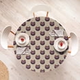 thumbnail image 4 of Ambesonne Cat Fitted Round Tablecloth, Kitty Funny Animal Cartoon Art, 40"- 44" Diameter, Beige Eggplant and Orange, 4 of 5