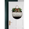 thumbnail image 4 of Grown Locally Pumpkins Door Sign Home Decor Round Wood Wreaths Wall Hanging Sign Farmhouse Porch Sign Front Door Decoration for Housewarming Gift All Seasons Holiday,11In, 4 of 5