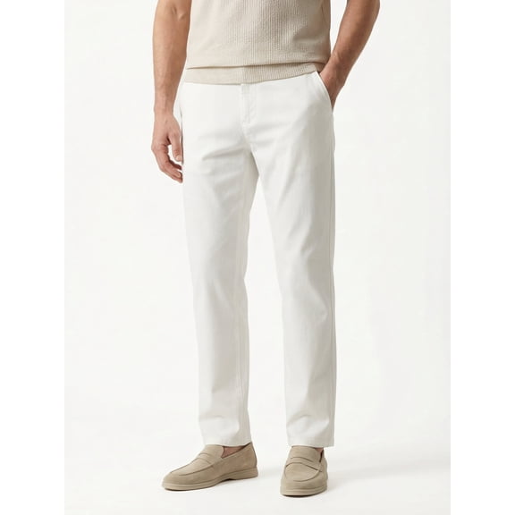 MEILIHUA Men's Business Casual Pants - Lightweight Stretch Cotton Chinos, Elastic Waist Flat Front Tapered Trousers for Spring Summer