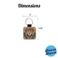 thumbnail image 5 of Leopard Head Floral Flowers Faux Leather Square Keychain, 5 of 7