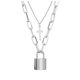 thumbnail image 2 of Collar De Cadena Hombre Candado y Cruz Con Llave Moda IRONICO plateado unitalla IRONICO 2, 2 of 5
