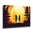 thumbnail image 2 of Dos mujeres en el bosque, siluetas contra el atardecer, tomadas de la mano, póster de lienzo, decoración de dormitorio, paisaje deportivo, decoración de oficina, regalo, estilo marco, 12 x 18, 2 of 8