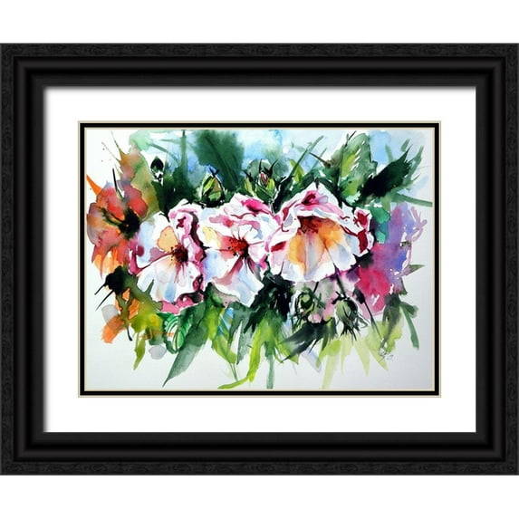 Kovacs, Anna Brigite 18x15 Black Ornate Wood Framed with Double Matting Museum Art Print Titled - Flowers in the Garden