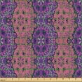 thumbnail image 2 of Ambesonne Floral Fabric by the Yard Upholstery, Circular Flowers Ethnic Art, 1 Yard, Dried Rose Purple and Pink, 2 of 5
