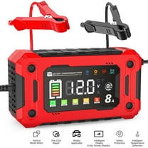 12V/8A Battery Charger, Smart Temperature Compensation Auto Stop Battery Charger w/ Memory Function, Multimodal Trickle Charger w/ Increase Color&Touch Screen Display,Battery Maintainer for Truck,SUV