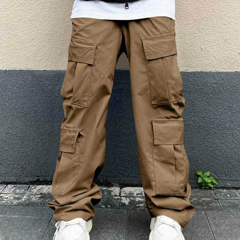 Awdenio Work Pants for Men Drawstring Elastic Waist Flap Pockets