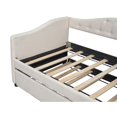 thumbnail image 7 of Kacho Twin Size Upholstered Daybed with Trundle, Tufted Put-Out Sofa Bed for Adults, Perfect for Small Space, Bedroom, Guest Room, No Box Spring Needed, Wood Slat Support, Beige, 7 of 7