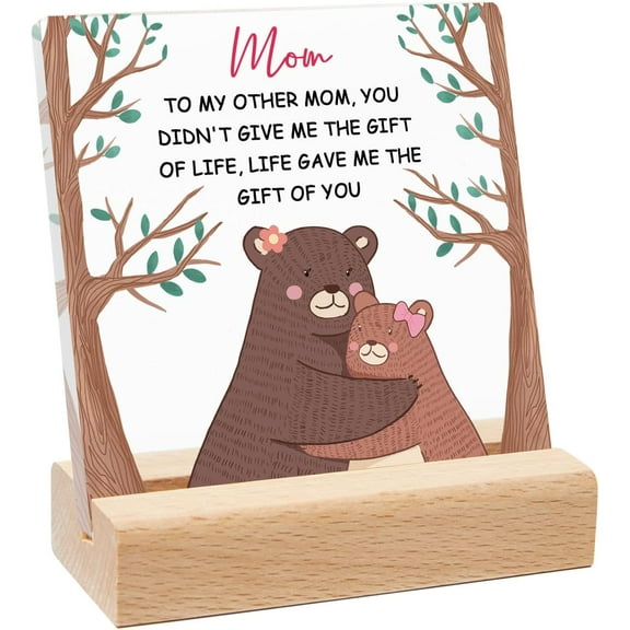 To My Other Mom Keepsake Gift, Acrylic Desk Plaque Sign with Wood Stand,Ideas Gift For Mom, Mother's Day Christmas Thanksgiving Birthday Gift 4x4 Inch