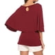 thumbnail image 2 of Guardurnaity Mujer Camiseta Volantes Campana Manga Cuello Túnica Casual Top Prendas para la parte del cuerpo Vino rojo L, 2 of 6