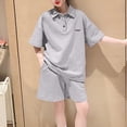 thumbnail image 2 of Ensemble de Vêtements d'Été pour Garçons 2 Pcs T-Shirt Col Rond et Short Gris 11-12 Ans, 2 of 5