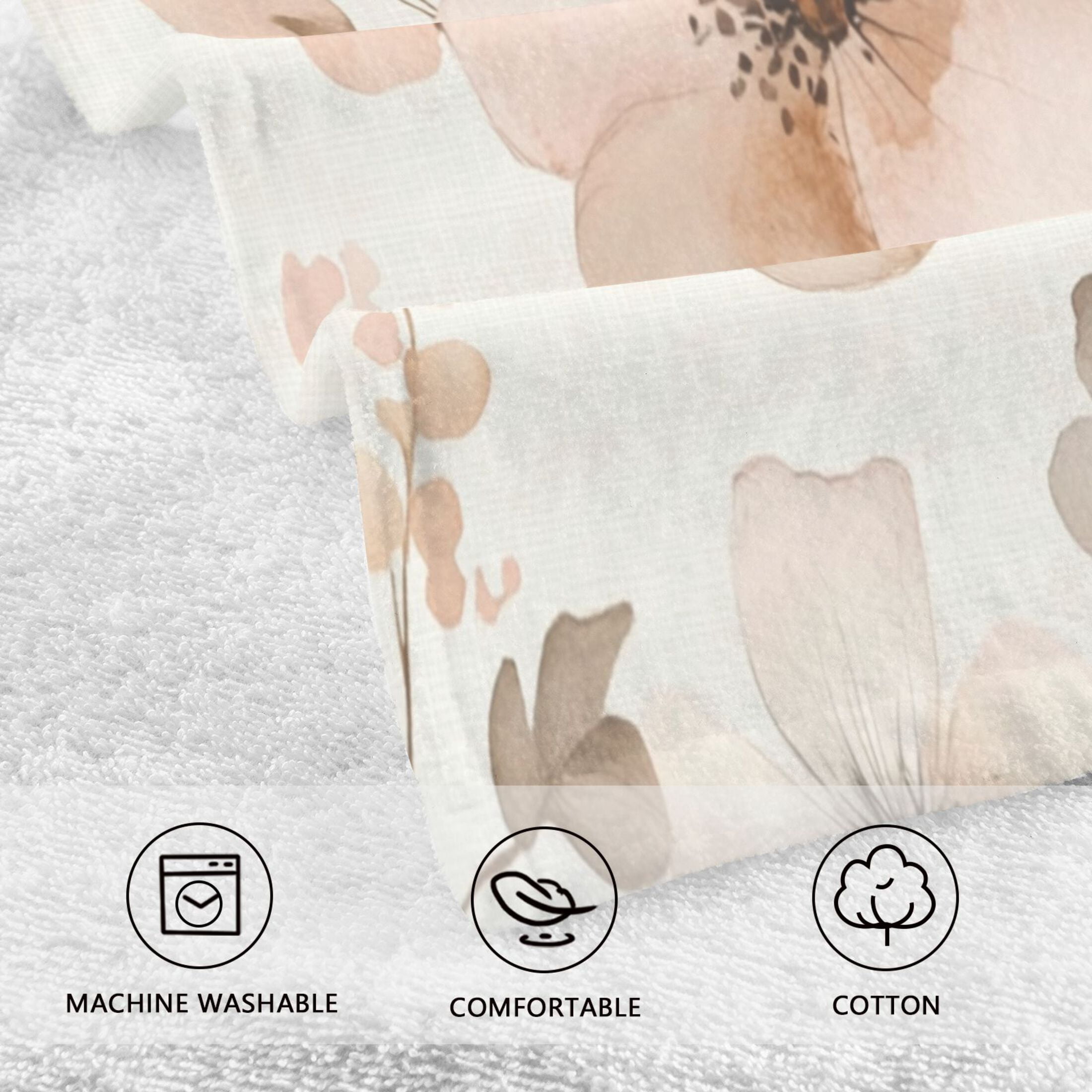 Cotton Towel Two-Piece 16x28 Inch One Sizex2 Face Towel Set Towel Set Cotton Hand Bath Towel Bathroom Beach Blooming Orange Flower
