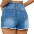 thumbnail image 6 of FUNUONY Jean Shorts Womens High Waisted Stretchy Mom Two Buttons Frayed Raw Hem Ripped Denim Shorts Distressed Shorts for Women Denim Pants Womens Jeans Spring Break Fashion Beach Vacation Clothes Su, 6 of 6