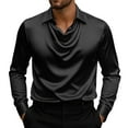 thumbnail image 2 of Stamzod Mens Shirts Fashion Solid Color Turndown Long Sleeve Shirt Business Casual Mens Dress Shirts for Party Wedding Black XL, 2 of 8