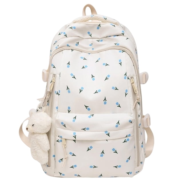 Lightweight Floral Backpack For Girls - Travel Daypack Cute Flower Rucksack with Large Capacity and Design