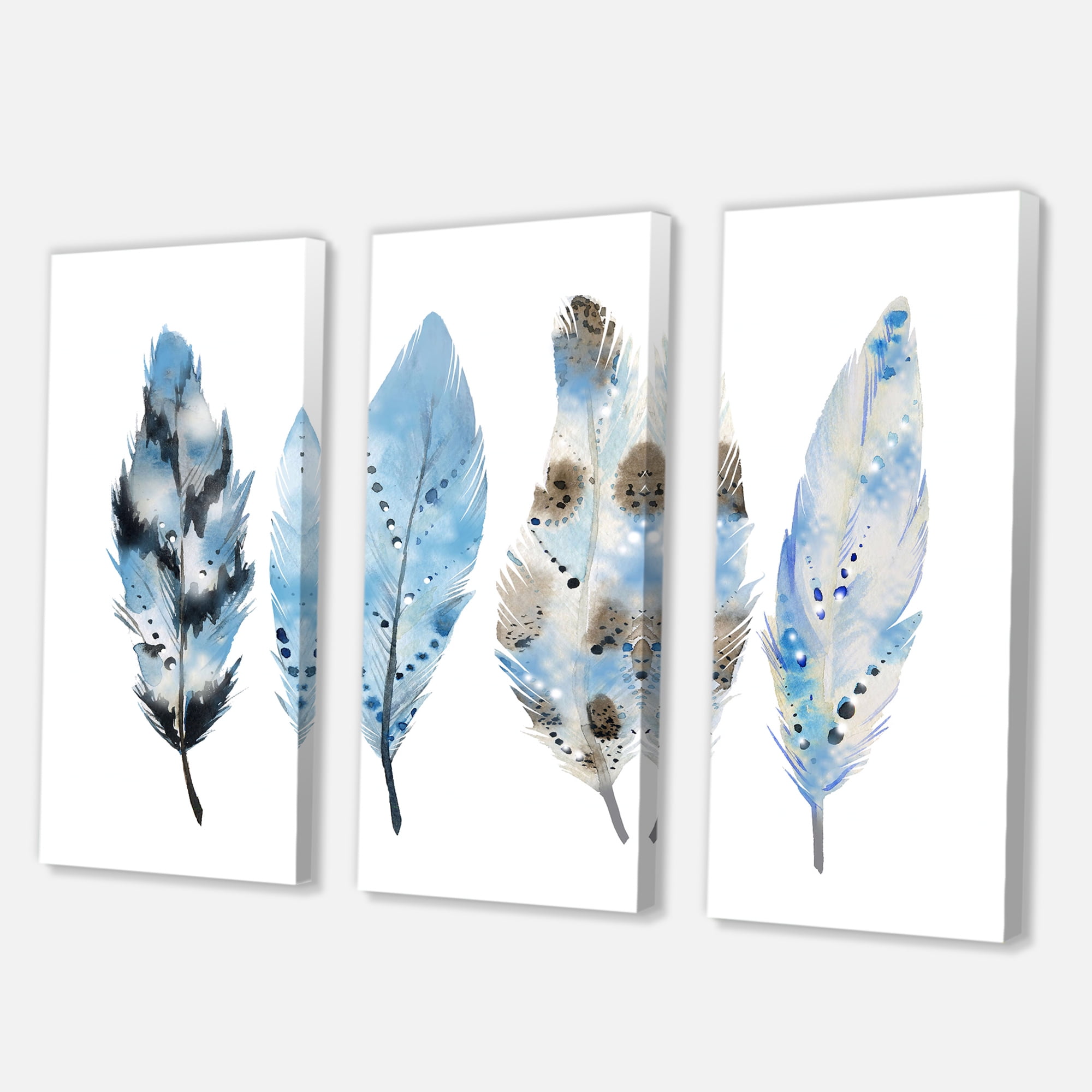 Designart 'Abstract Blue Boho Feathers I' Bohemian & Eclectic