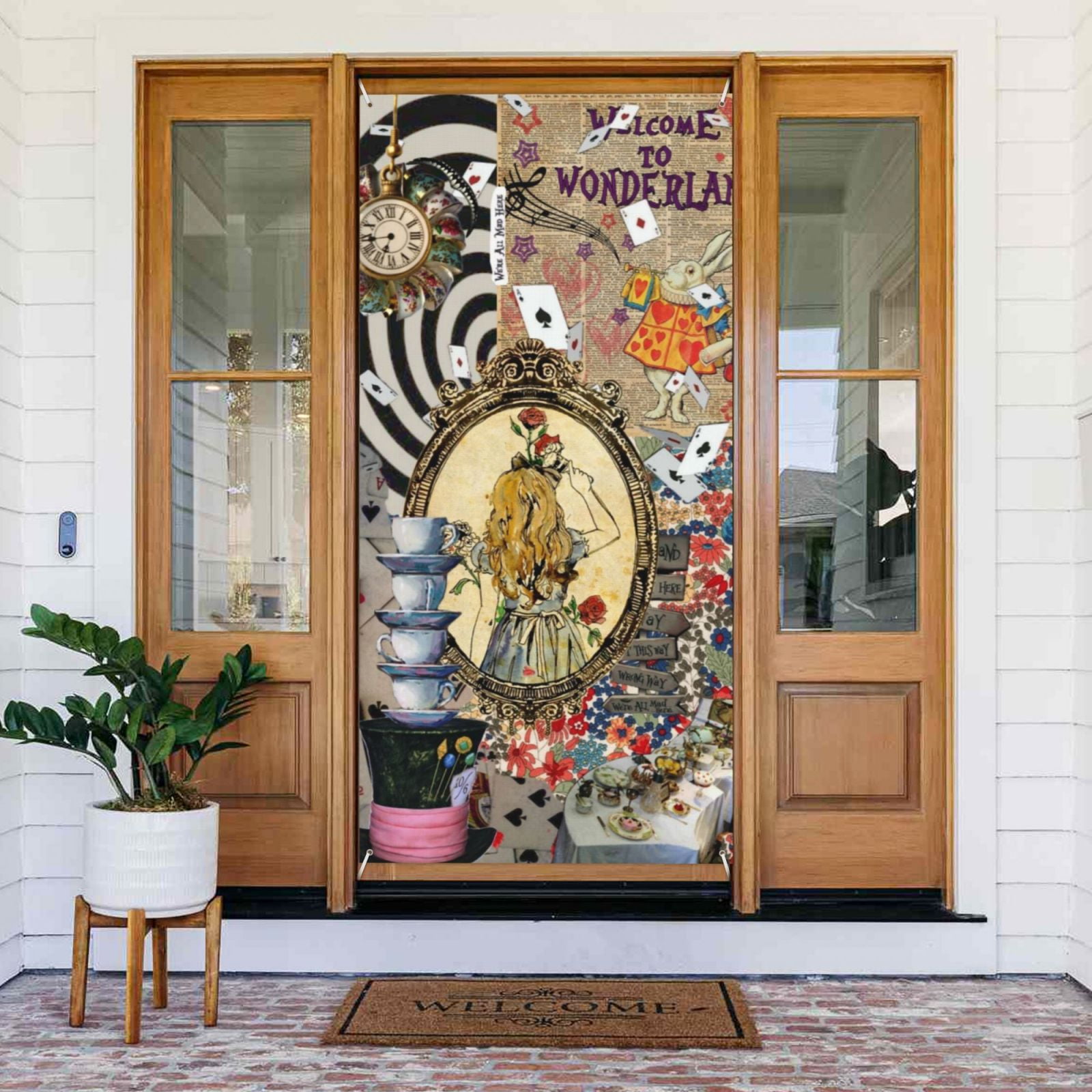 Door Cover Decoration Alice in Wonderland Hanging Banner Backdrop
