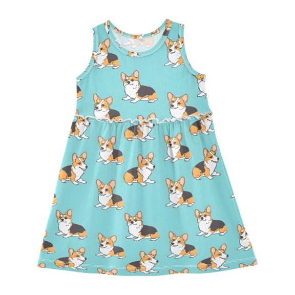 Dress Wolf Pale Yellow Star Sleeveless Dress for Hem A-Line Casual Sundress