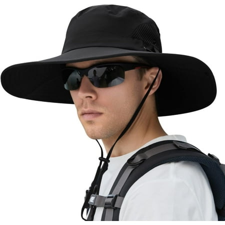XXL Oversize Wide Brim Sun Hats for Men UPF 50 Waterproof Fishing Hat Boonie Bucket for Hiking Safari Beach Garden