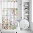 thumbnail image 2 of No Hook Shower Curtain, Pink Purple Flower Shower Curtains for Bathroom with See Through Top Window, Spring Farmhouse Floral Leaf Wood Grain Waterproof & Washable Bath Curtain Small Stall 36"x78", 2 of 9
