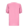 thumbnail image 6 of ORT Summer V Neck T Shirts for Women Lace Short Sleeve Fashion Casual Blouses(Z1-Pink,XXL), 6 of 8