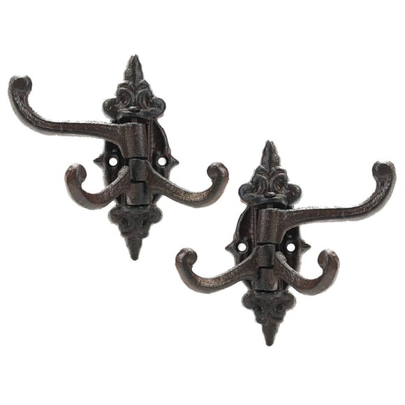 Sungmor Bolsa con 2 ganchos de pared giratorios de hierro fundido, estilo vintage 3 en 1. Soporte resistente para abrigos, macetas, columpios, toallas, sombreros y herramientas.