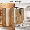 thumbnail image 4 of Wooden Pegboard Display with Hooks and Shelf, Rustic Room Divider Wall and Folding Privacy Screen for Bedroom, Jewelry Store, 4 of 18