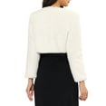 thumbnail image 3 of INSPIRE CHIC Women's Collarless Long Sleeve Open Front Faux Fur Shrug Cropped Coat L White, 3 of 7