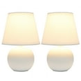 thumbnail image 2 of Creekwood Home Nauru 8.66" Traditional Petite Ceramic Orb Base Bedside Table Desk Lamp Two Pack Set with Matching Tapered Drum Fabric Shade for Nightstand, End Table, Dorm, Off White, 2 of 6