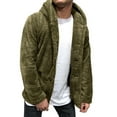thumbnail image 2 of Odeerbi Clearance Hooded Casual Outwear Jackets for Men Winter Long Sleeve Fleece Warm Hooded Loose Plus Size Coat, Army Green, 2 of 7