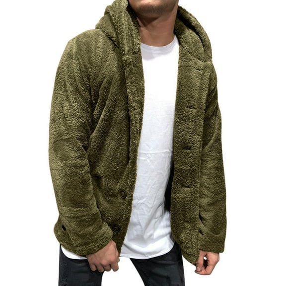 OKBOP Sweaters for Men,Men Winter Long Sleeve Fleece Warm Hooded Loose Plus Size Winter Coat Cardigan Men