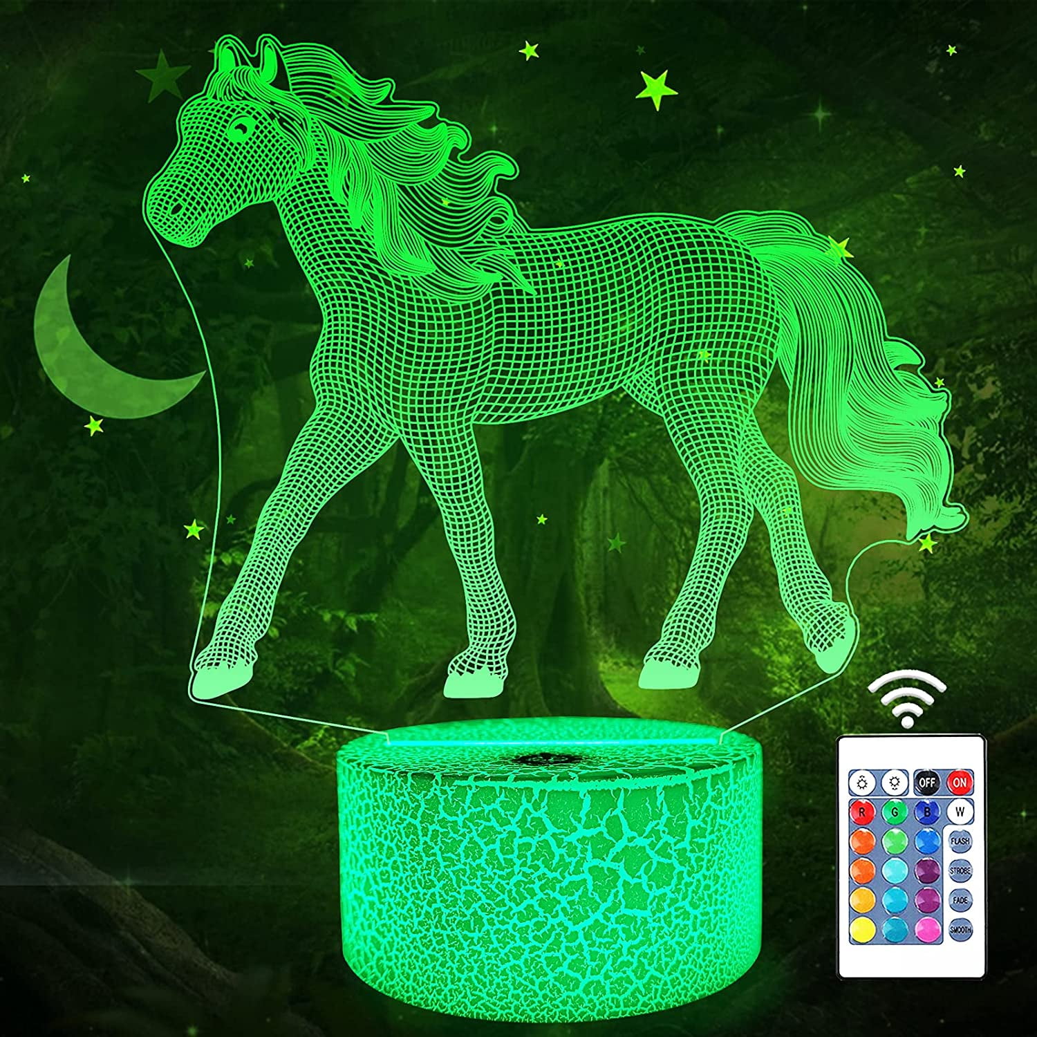 Led Horse Lamp Horse Night Light For Kids, 3d Illusion Night Lamp, 16