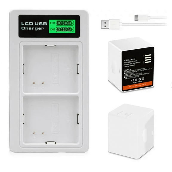 EBKK 2-Pack Rechargeable Batteries and LCD Dual Charger VMA5400 Compatible with Arlo Ultra, Ultra 2, Arlo Pro 3, Pro 4, Camera VMC4040P 3.85V 4800mAh 14.48Wh A-4a