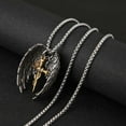 thumbnail image 3 of HZMAN Angel Wing Necklace for Men Women Stainless Steel Gothic Punk Angel Wing Rose Cross Pendant Faith Amulet Jewelry Gift, 3 of 6