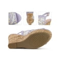 thumbnail image 2 of BLISSFUL STEP Women's Shoes Lace Platform Wedge Slingback Open Toe Buckle Sandals  Purple 5.5, 2 of 6