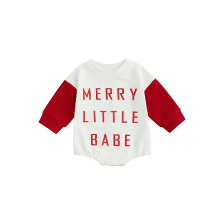 

Canis Contrast Color Round Neck Jumpsuit for Babies with Christmas Letter Print
