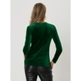 thumbnail image 4 of DARING DIVA Round Neck Stretchy Velvet Blouse XL Dark Green, 4 of 6
