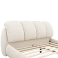 thumbnail image 6 of Beige Velvet King Bed with Plush Upholstery & Thick Padded Headboard, 6 of 7