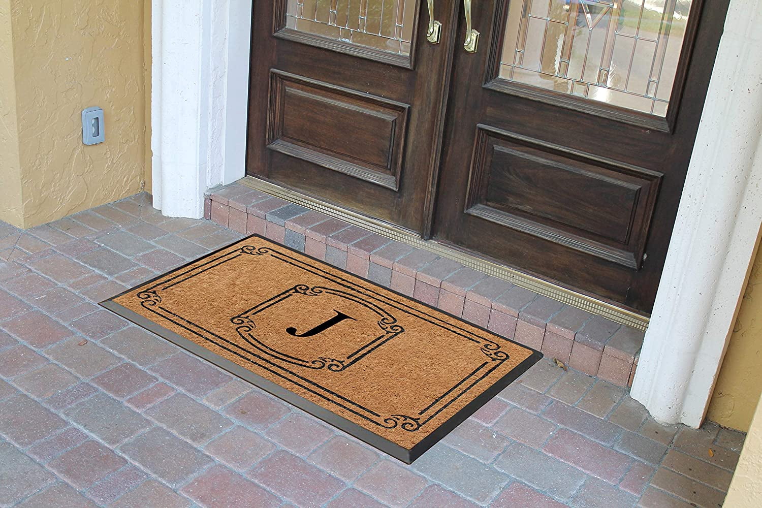 A1 Home Collections Rubber and Coir Molded Door Mat 30x48 Inch Designer Hand-Crafted ,Personalized ,Double/Single Door Mat