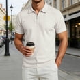 thumbnail image 2 of IWRICH Men's Quarter Zip Texture Polo Shirts Spring Summer Fashion Knit Tops Short Sleeve Dress Clothes White XL, 2 of 9
