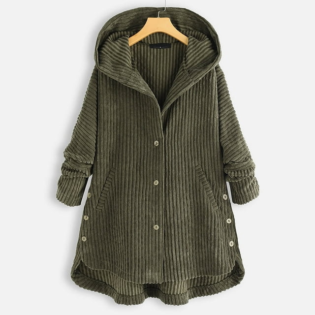 Manteau à Capuche Ample avec Poches et Boutons pour Femmes