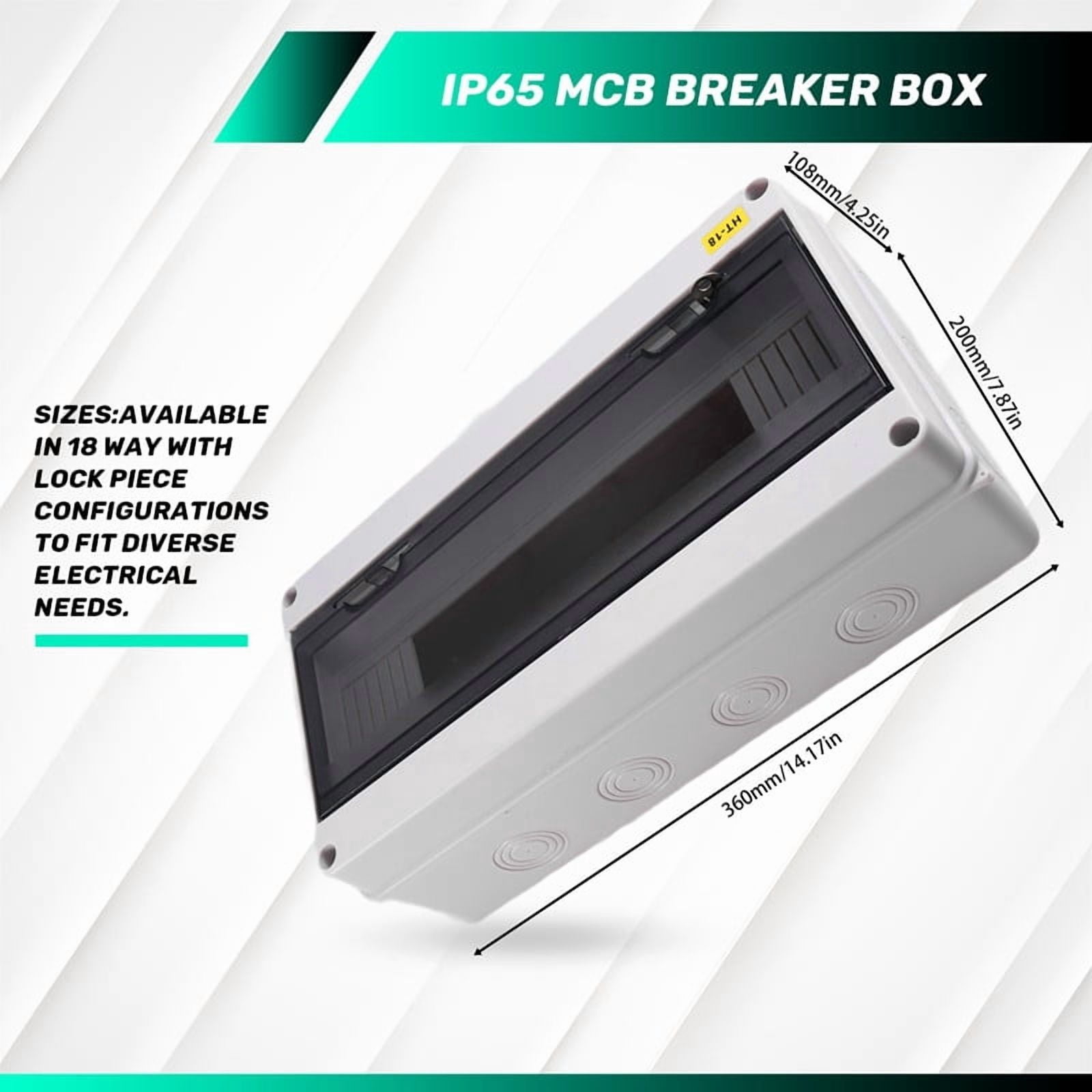 HT Series Junction Box 18WAY IP65 Waterproof Distribution Box Outdoor ABS Electrical with Lock Piece for Circuit Breaker