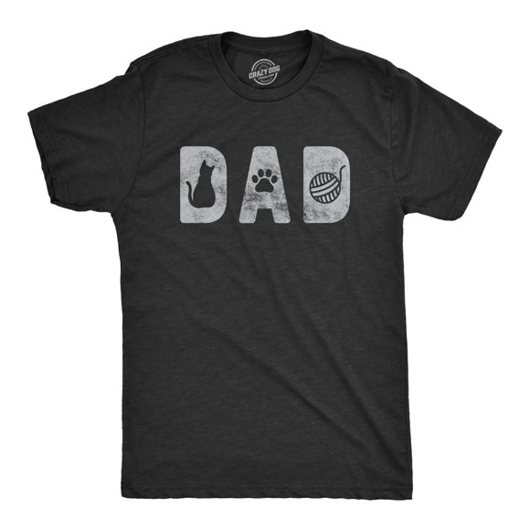 Mens Dad Cat T Shirt Funny Pet Kitty Crazy Cat Dad Graphic Novelty Tee (Heather Black) - M