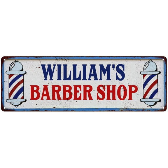 WILLIAM'S Barber Shop Hair Salon Metal Sign Retro 6x18 106180031494