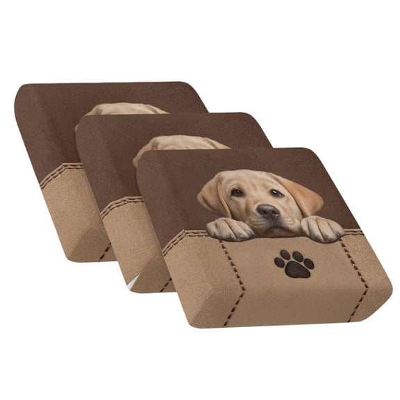 Xoenoiee Labrador Paw Print High Stretch Individual Seat Cushion Covers 3 Pack Thick Jacquard Sofa Slipcovers for 3 Couch Cushion Washable Couch Cover for Living Room Outdoor Patio